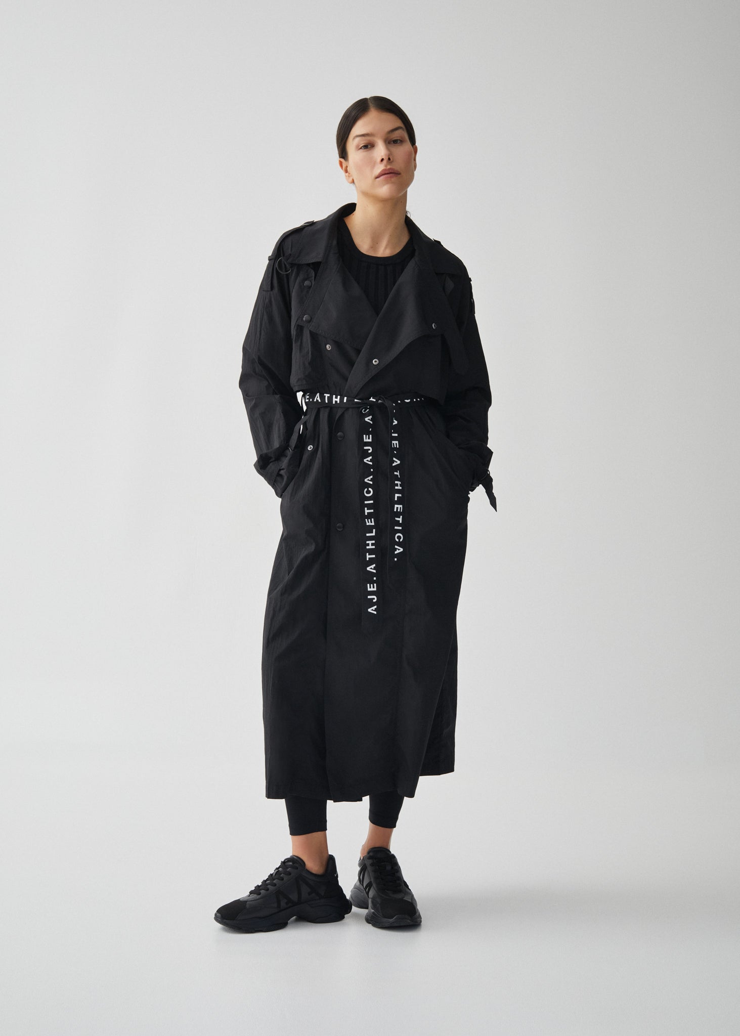 Longline Belted Trench 703, Black