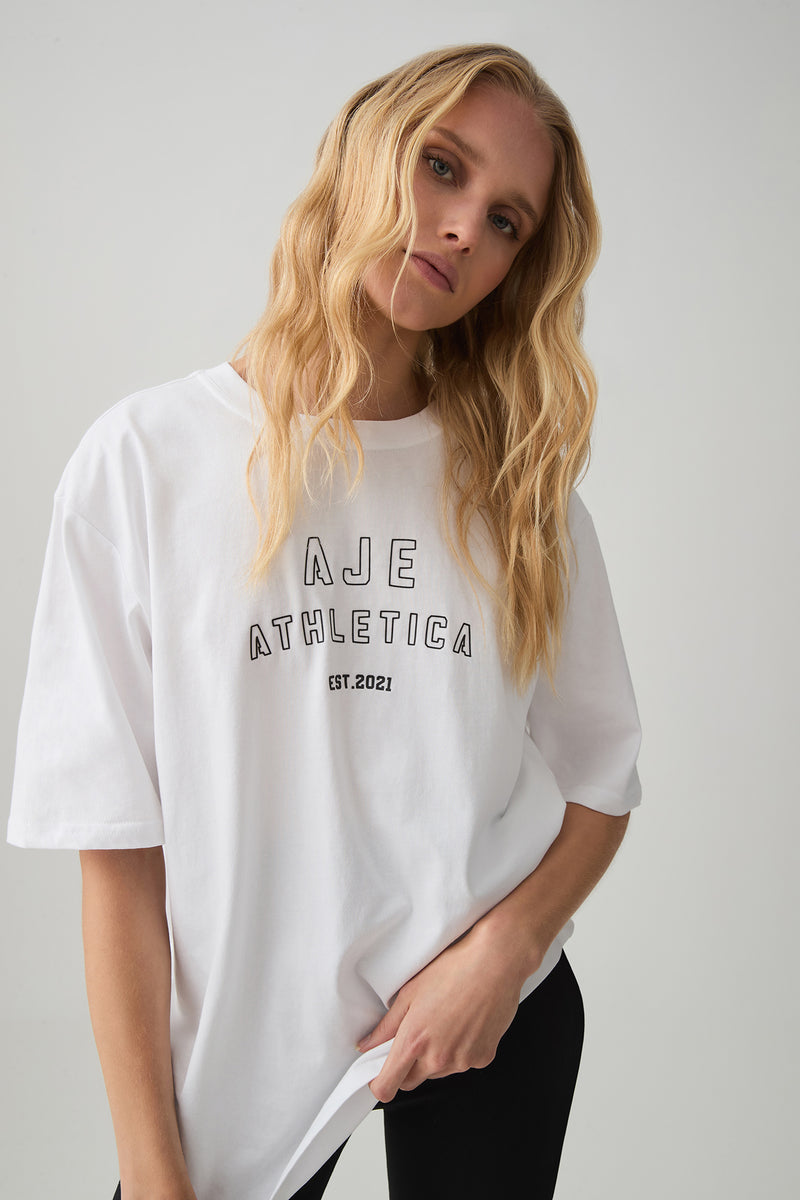 Retro AA Logo Tee 102 | White/Black | AJE ATHLETICA – AJE ATHLETICA AU